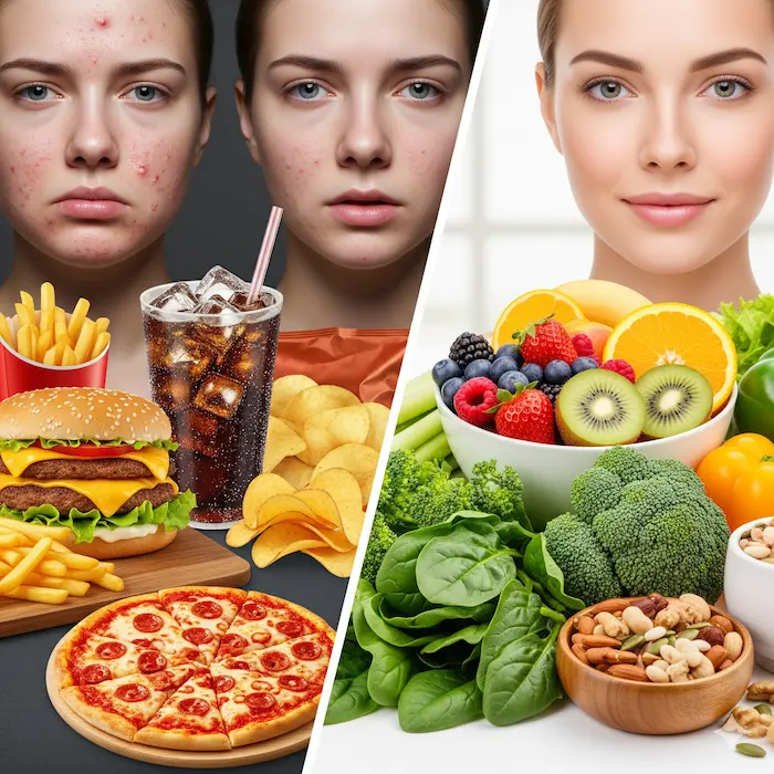 مقایسه تغذیه سالم و ناسالم روی پوست 459684
