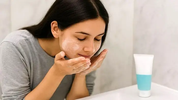 شستشوی صبحگاهی پوست با شوینده صورت 546541520