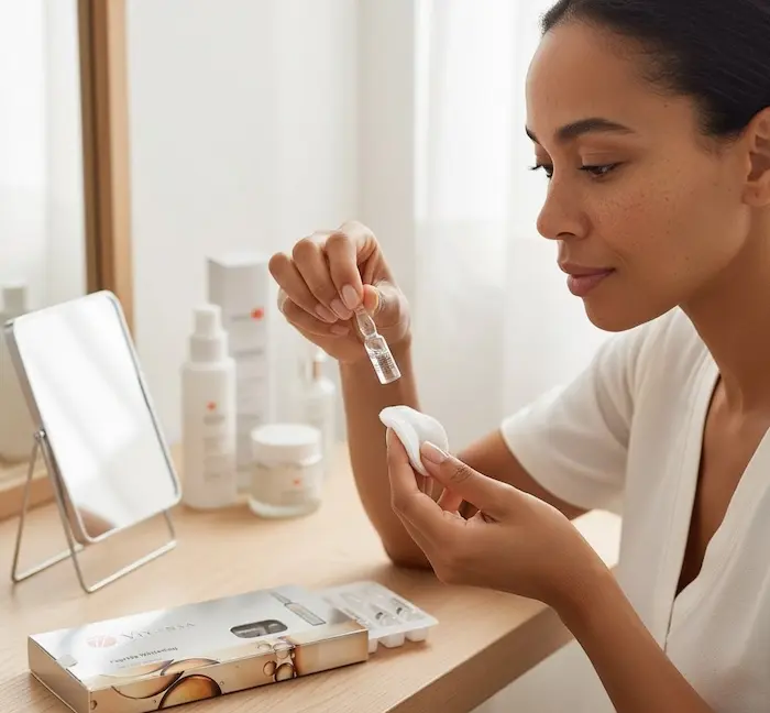 استفاده از ویال روشن کننده پوست برای صورت دارای ملانین 453453454