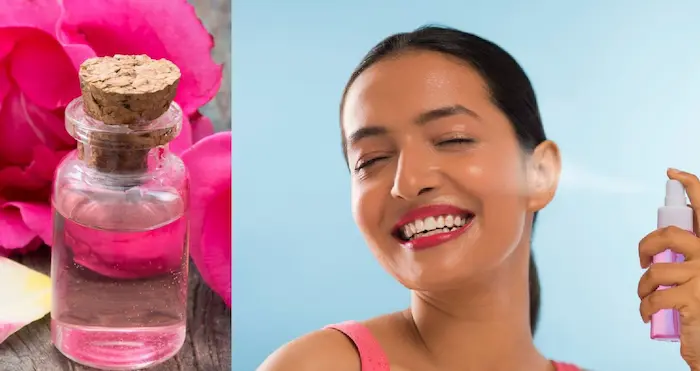 اسپری کردن گلاب روی صورت و اشنایی با خواص گلاب روی پوست 45653634543543