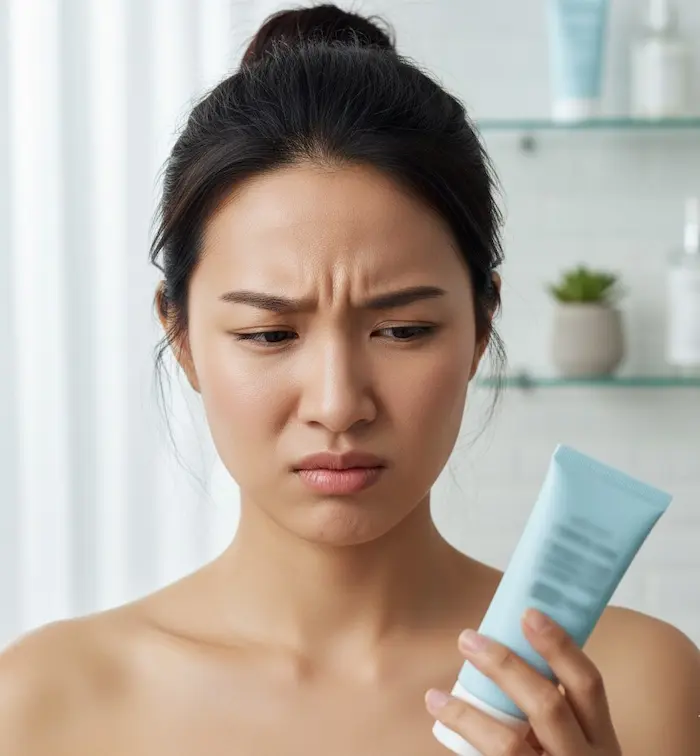 خانم ناراضی از گذشتن تاریخ کرم پوست 5345543