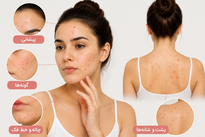 نواحی رایج بروز جوش ناشی از اضطراب536